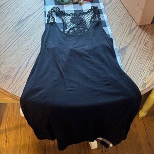 Black Lace Trim Tank Top